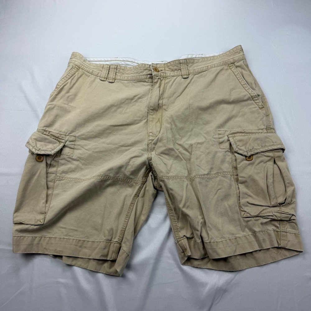 Polo Ralph Lauren Cargo Shorts Mens 44 Tan Khaki Classic Distressed Cotton